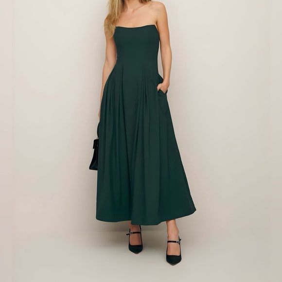 NWT Reformation Tylynn Strapless Dress in Forest Green | Size 2 - Picture 7 of 12